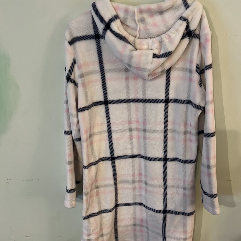 Nautical Windowpane Long Pullover Robe Kangaroo P… - image 7